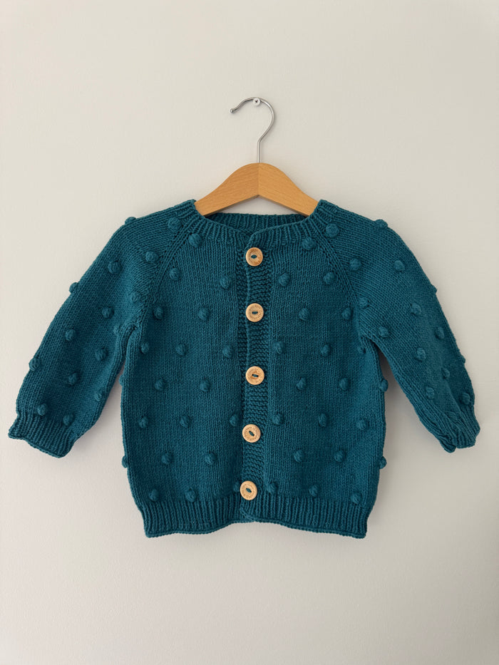Knitted PomPom Cardigan | Green