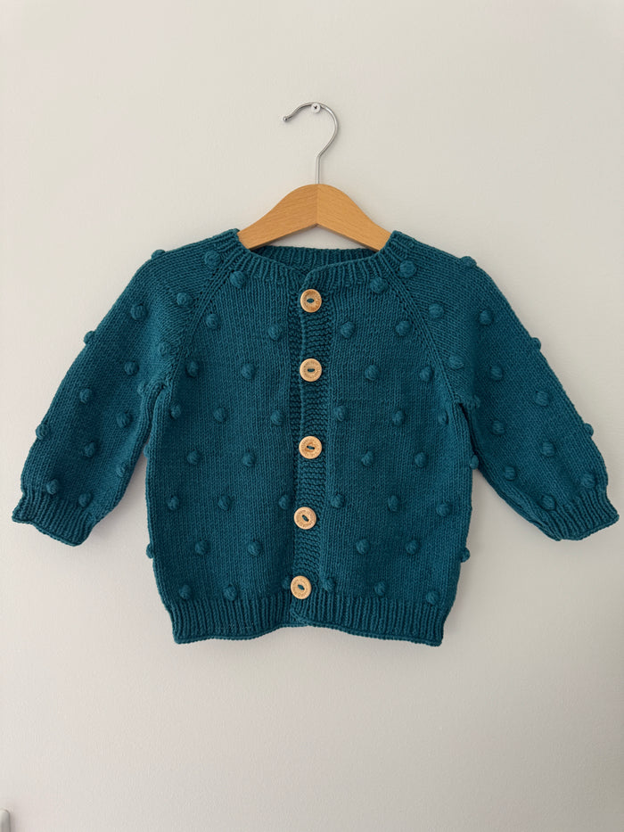 Knitted PomPom Cardigan | Green