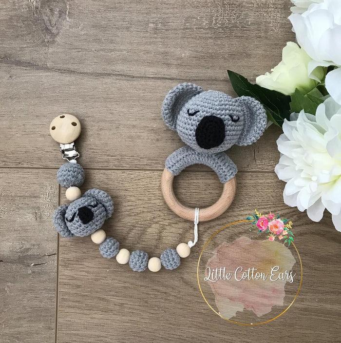 Koala Teething Ring and Dummy Holder