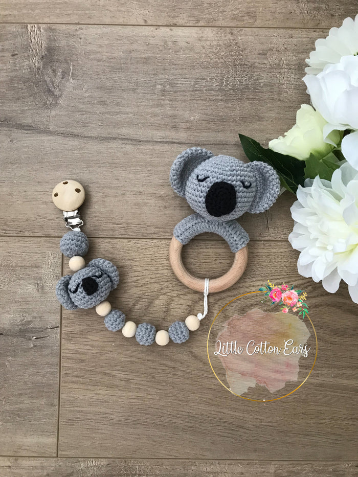 Koala Teething Ring and Dummy Holder