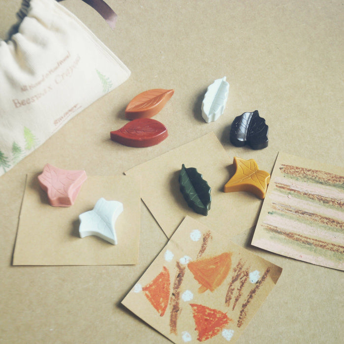 smilogy - leaf-shaped kids beeswax crayons - winter's moon
