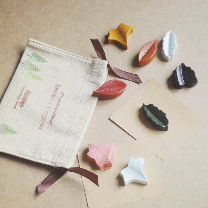 smilogy - leaf-shaped kids beeswax crayons - winter's moon