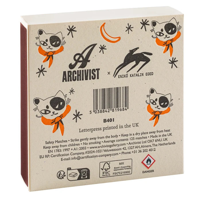 Letterpress Printed Luxury Matches -  Spotted Kitten