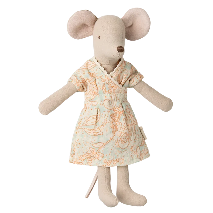 maileg - mum mouse in light paisley dress - winter's moon