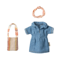 maileg - petite couture mum mouse denim dress - winter's moon