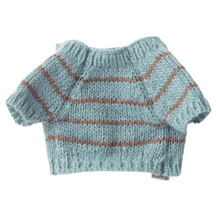 maileg - blue and brown striped knitted sweater - winter's moon