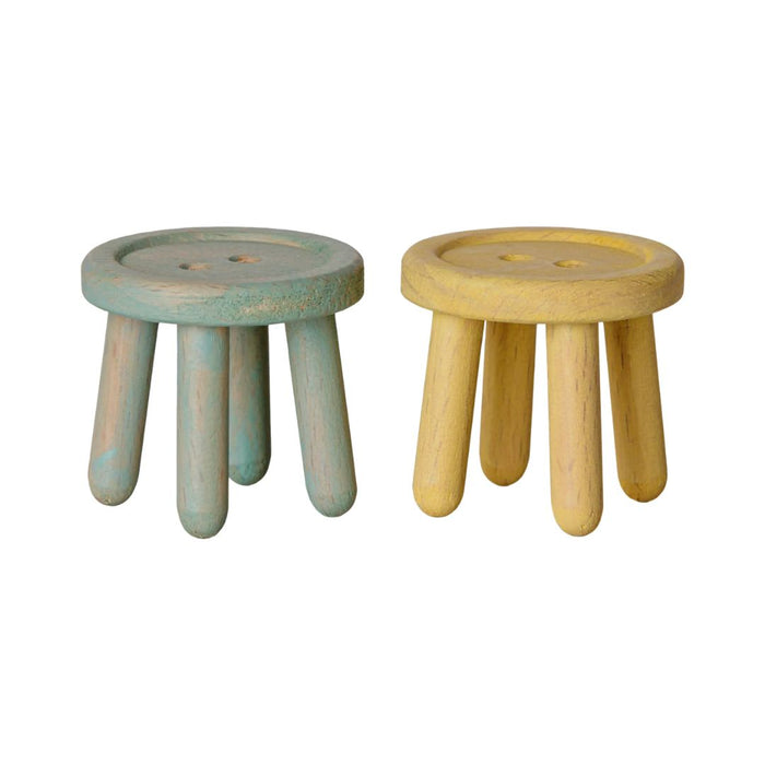 maileg - mint and yellow button stool set - winter's moon