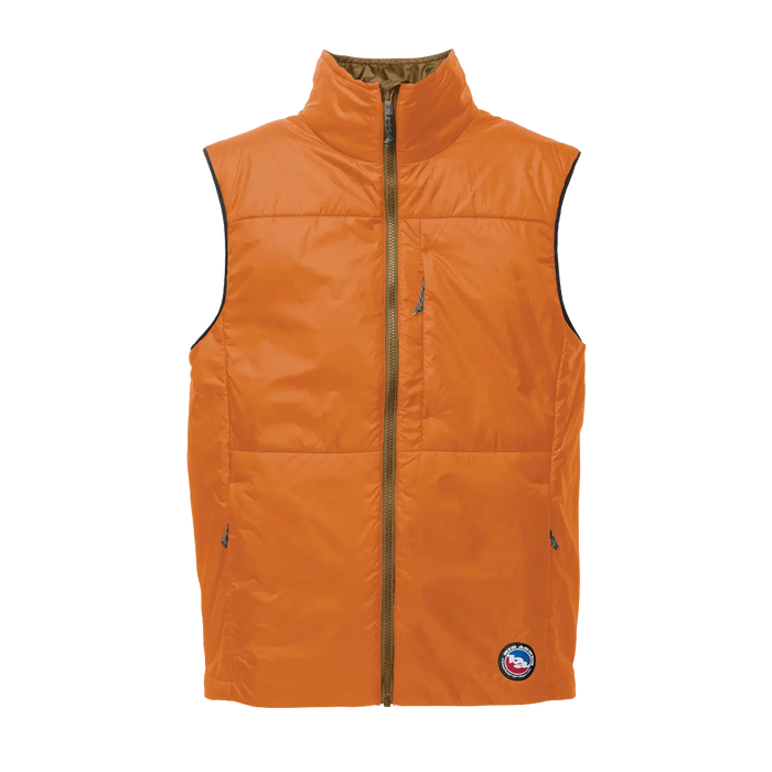 Orange Insulated vest with bronze zipper