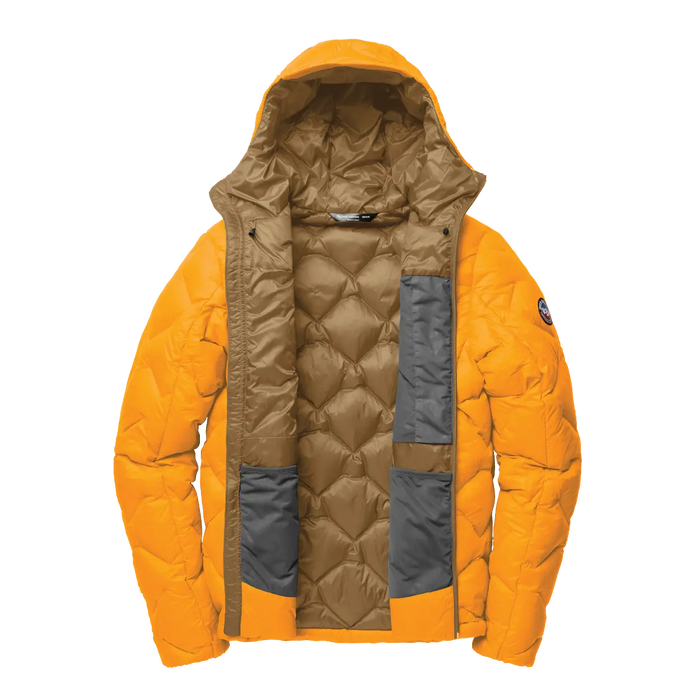 Yellow and Bronze Puffer Jacket Open
