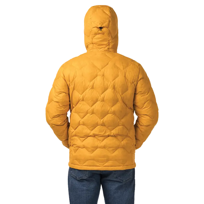 Yellow quilted jacket on a white background