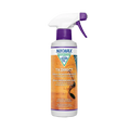 Big Agnes Nikwax TX Direct Spray-On Waterproofing 10 oz. restores water-repellency to synthetic outerwear, with an orange label, water droplets, and a purple spray nozzle.