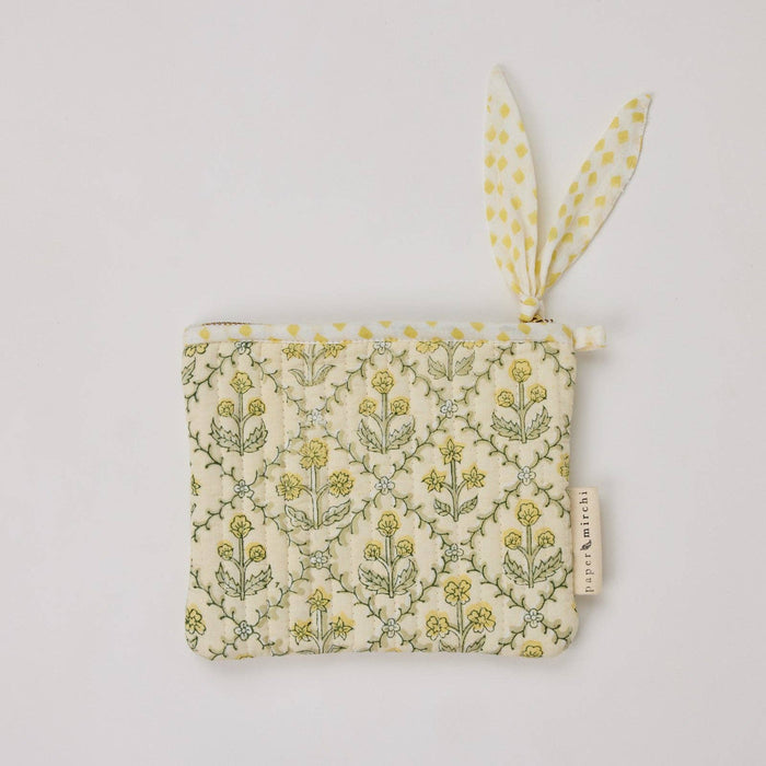 Organic Cotton Zipped Pouch Set 2pk - Floral Buttercream
