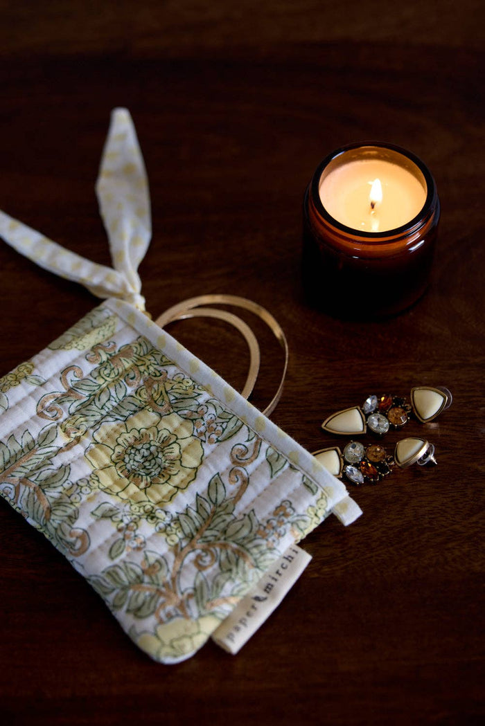 Organic Cotton Zipped Pouch Set 2pk - Floral Buttercream