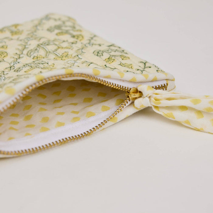 Organic Cotton Zipped Pouch Set 2pk - Floral Buttercream