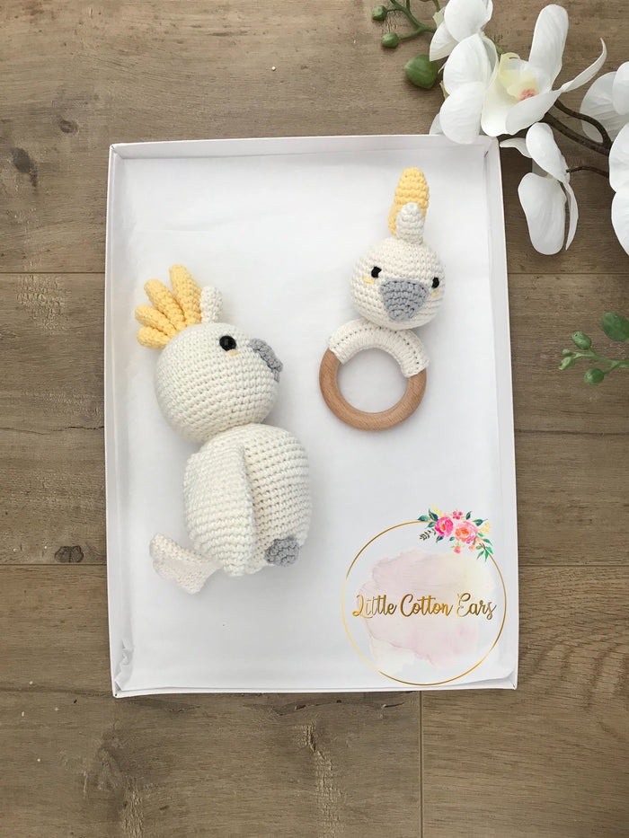 Organic Teething Ring Rattle| Cockatoo