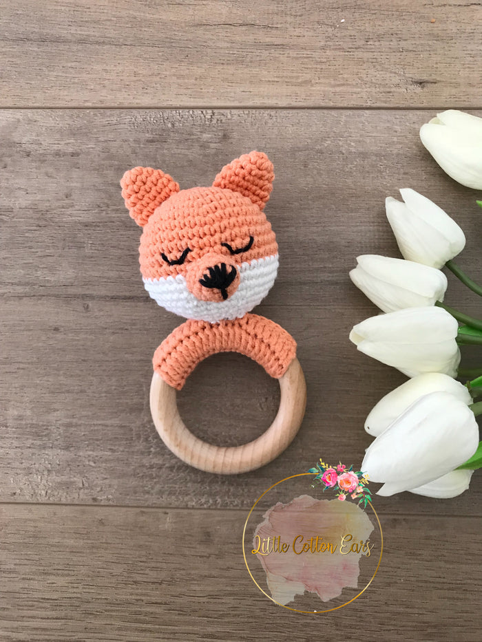 Organic Teething Ring Rattle| Fox