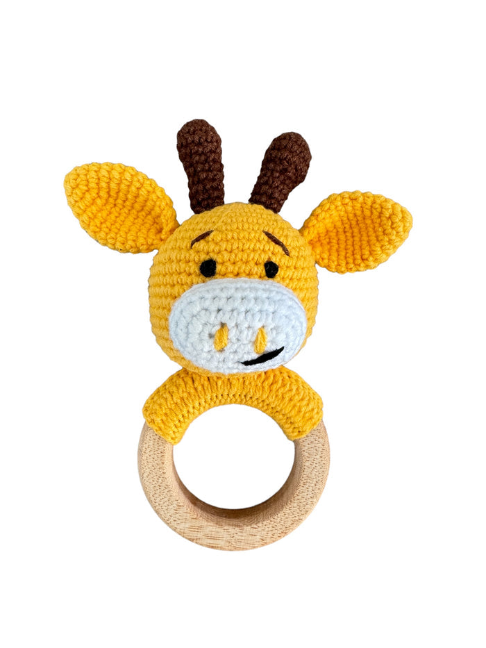 Organic Teething Ring Rattle| Giraffe