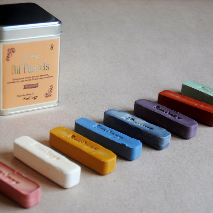 smilogy - tin of 8 beeswax oil pastels - winter's moon