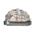 elizabeth harbour designs - ship in sail diorama pop-up card on white background - winter's moon