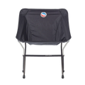Black folding chair with a logo on a transparent background