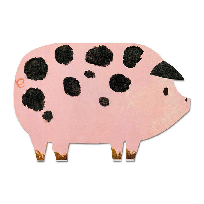 Spotty Pig Shaped Greetings Card - Winter's Moon