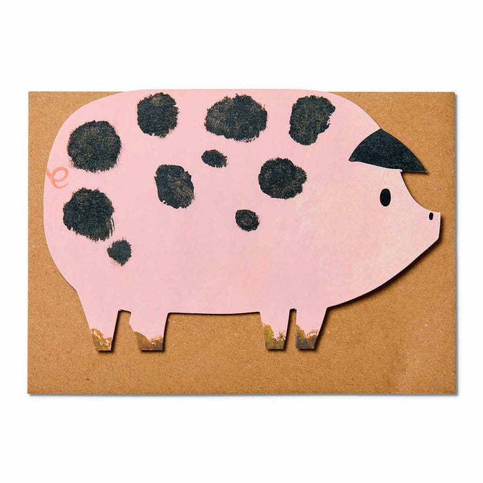 Spotty Pig Shaped Greetings Card - Winter's Moon