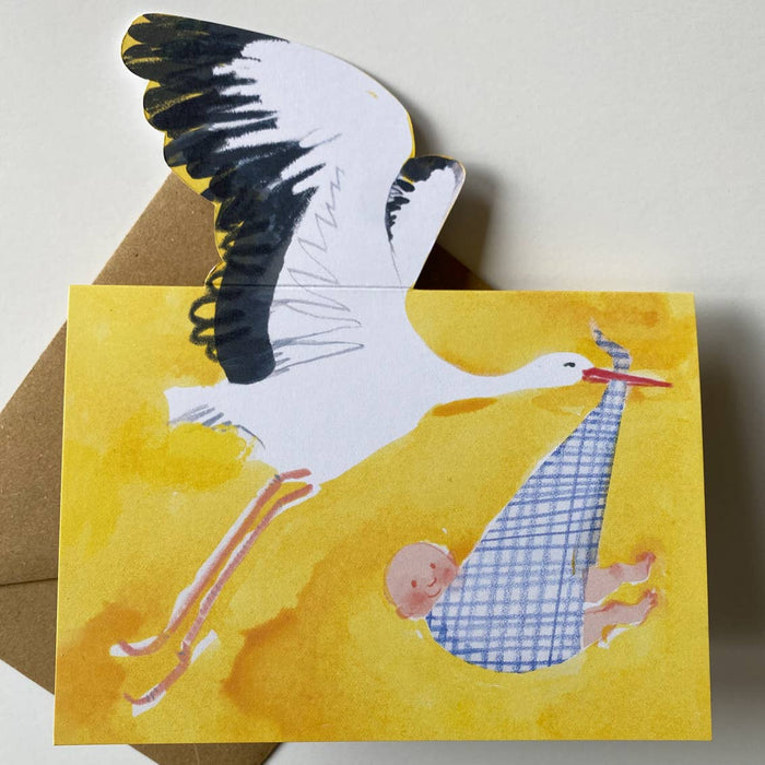 esther kent - stork mantelpiece pop-up greetings card - winter's moon