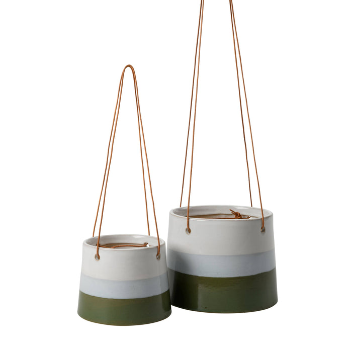 Striped Ceramic Hanging Pot