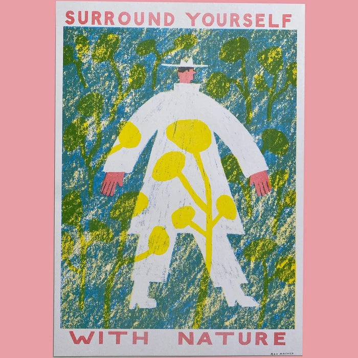 'Surround Yourself By Nature' A3 Risograph Print - Winter's Moon