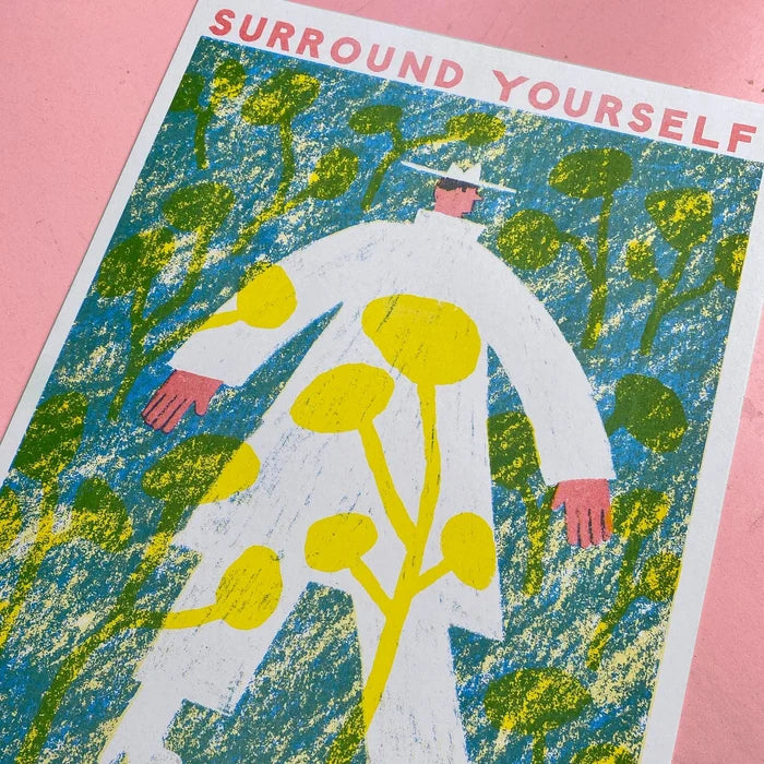 'Surround Yourself By Nature' A3 Risograph Print - Winter's Moon