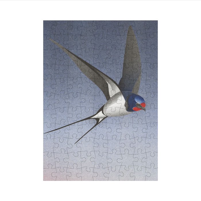 bookspeed - mini 99 piece happily puzzle of a swallow completed on white background - winter's moon