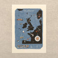 oldfield co design - the sea regions of the uk & ireland with shipping forecast map print - winter's moon