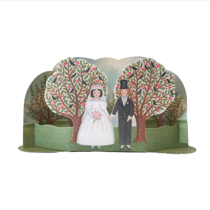 elizabeth harbour designs - wedding couple diorama pop-up card on white background - winter's moon