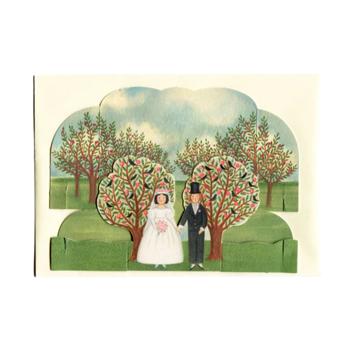 elizabeth harbour designs - flat wedding couple diorama pop-up card on white background - winter's moon