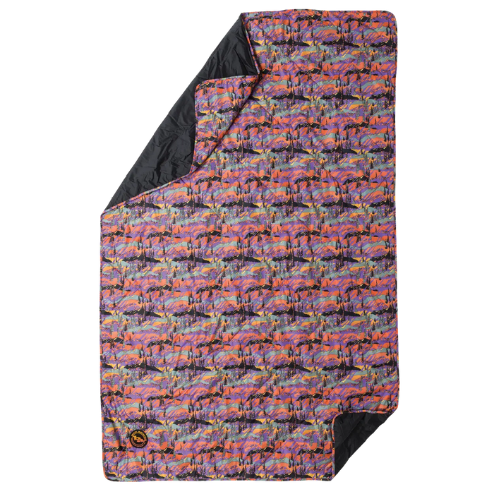 Multicolored quilt with a pattern on a white background