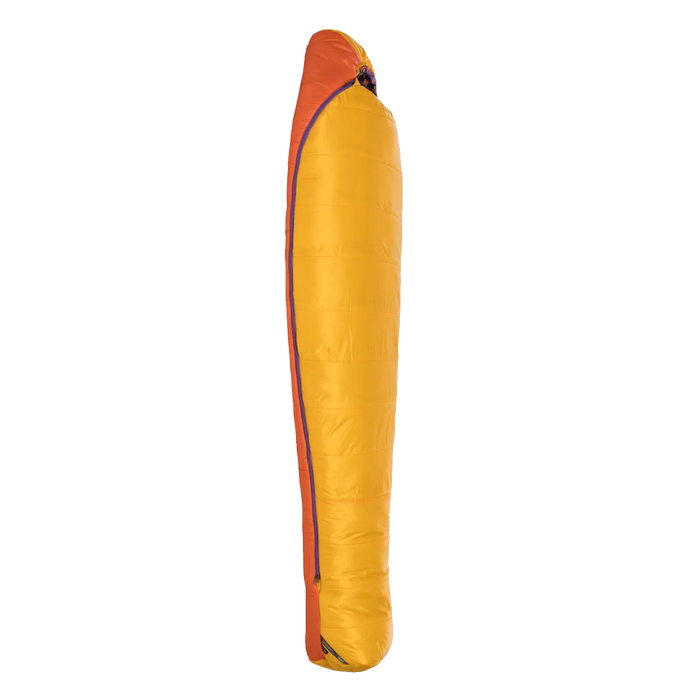 Yellow and orange sleeping bag on a white background