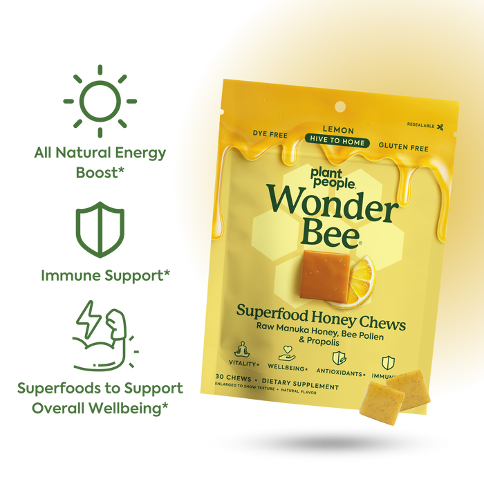 benefits of wonderbee chews, all natural energy boost, immune support, superfoods to support overall wellbeing