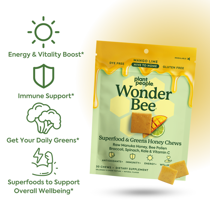WonderBee Superfood and Greens Honey Chews Benefits: Energy and Vitality Boost, Immune Support, Get your Daily Greens, Superfoods to support overall wellbeing