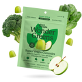 Packaging of Plant People Wonder Greens Super Veggie Gummies with green apple, broccoli, and spinach on a white background.