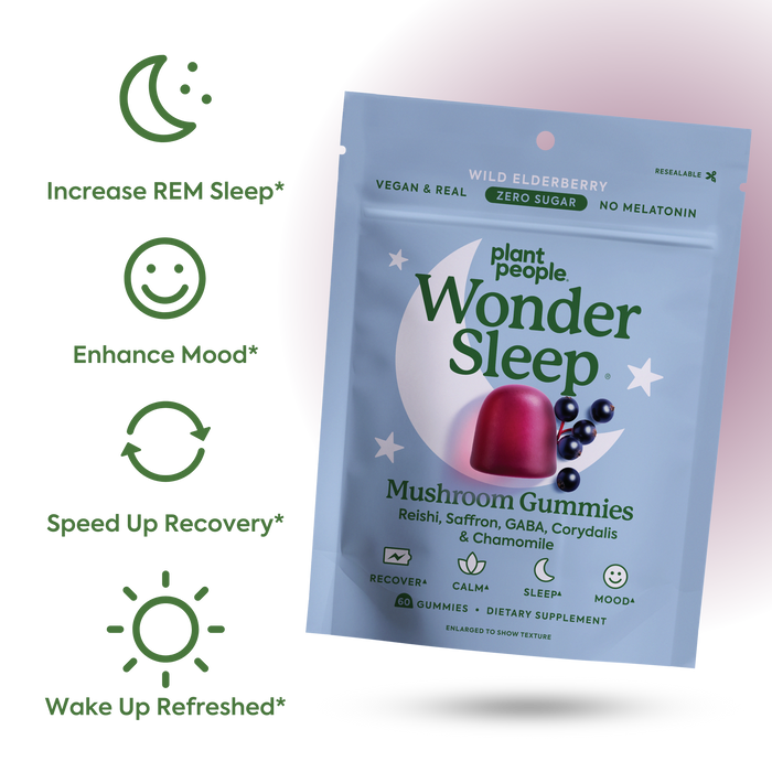 WonderSleep Mushroom Gummies-Plant People Benefits: Increase REM Sleep*, Enhance mood*, speed up recovery* wake up refreshed*