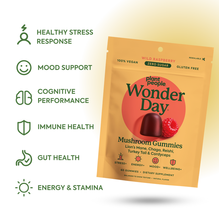 Standard strength, extra strength, WonderDay Benefits: healthy stress response, mood support, cognitive performance, immune health, gut health, energy and stamina*