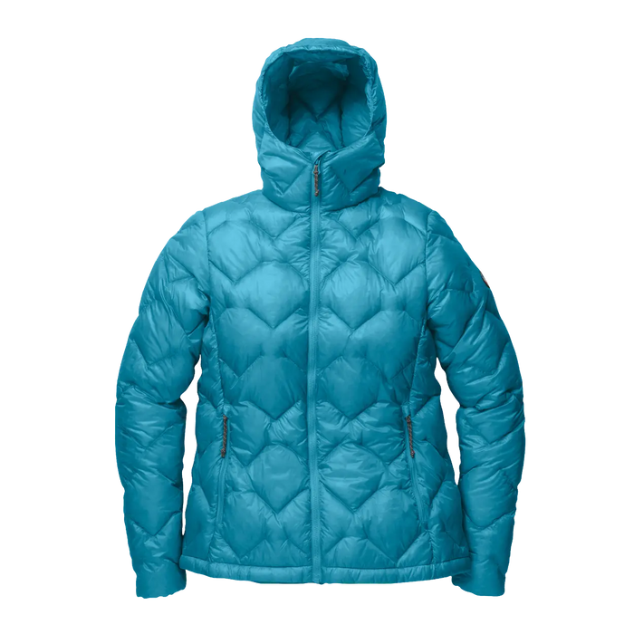 Blue geometric patterned hooded jacket