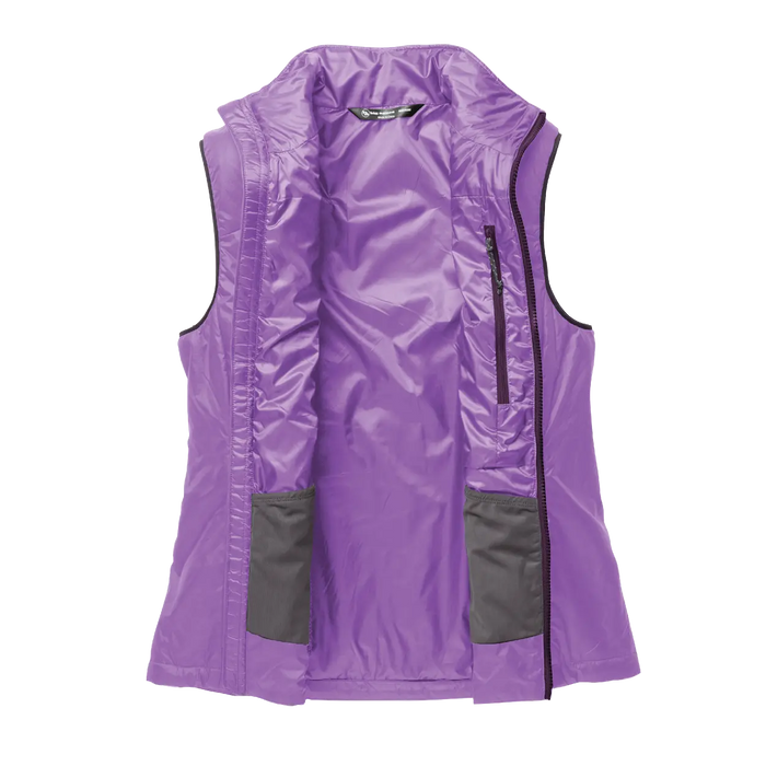 Purple vest unzipped